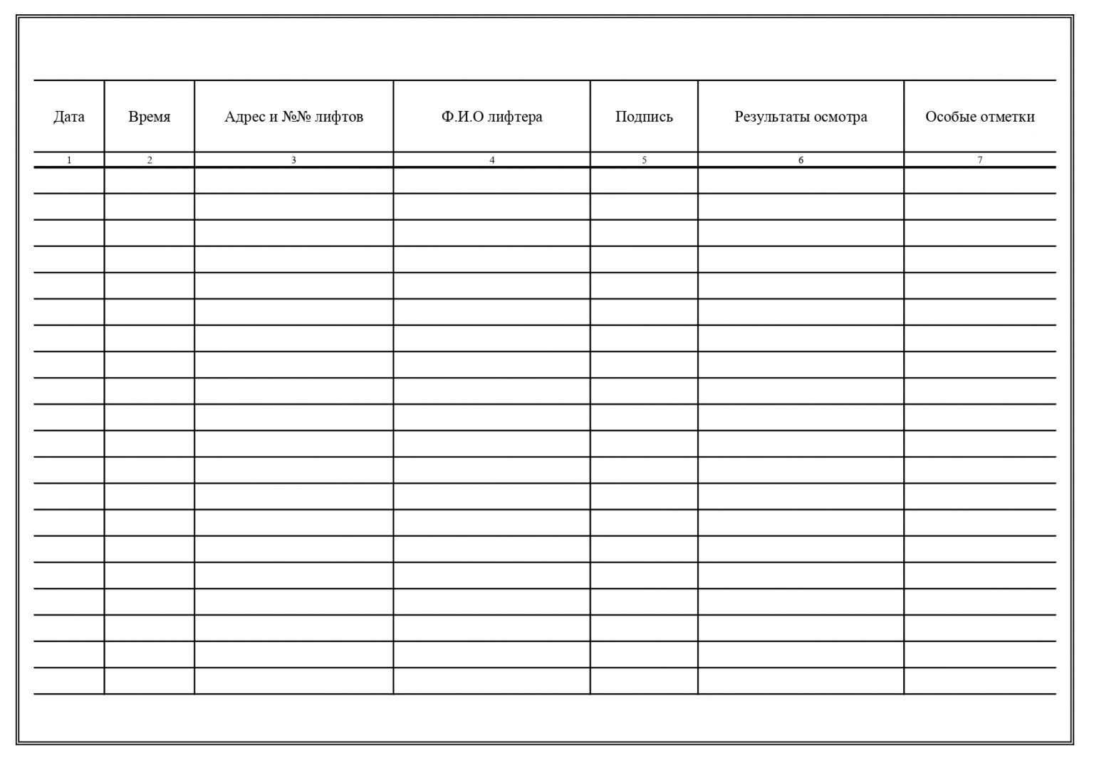 Образец журнал ежесменных осмотров лифтов образец