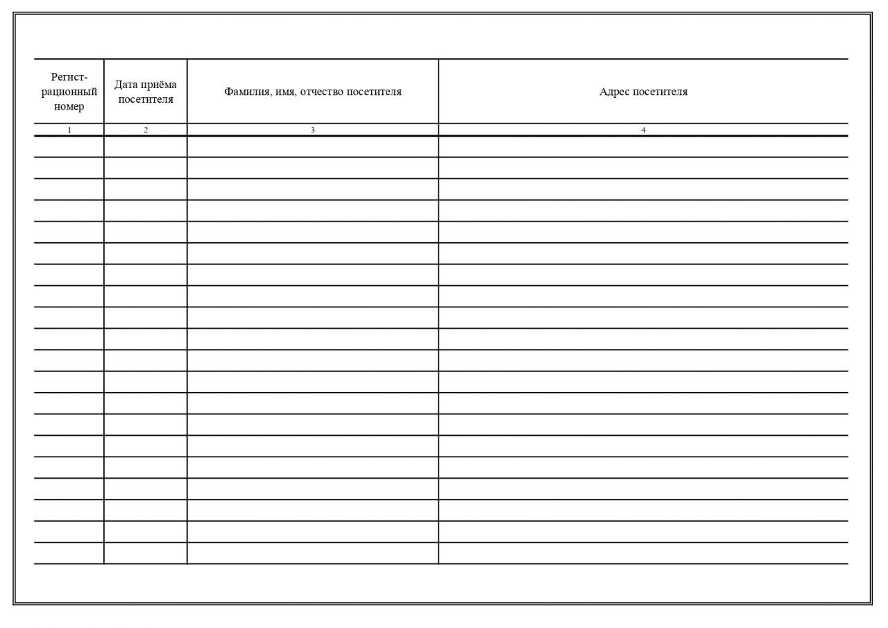 Образец журнал регистрации посетителей образовательного учреждения образец